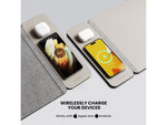 JOURNEY ALTI SLIM Wireless Charging Vegan Leather/Felt Desk Pad, 11.8" x 32.6", Light Gray (JWCDMSLG)