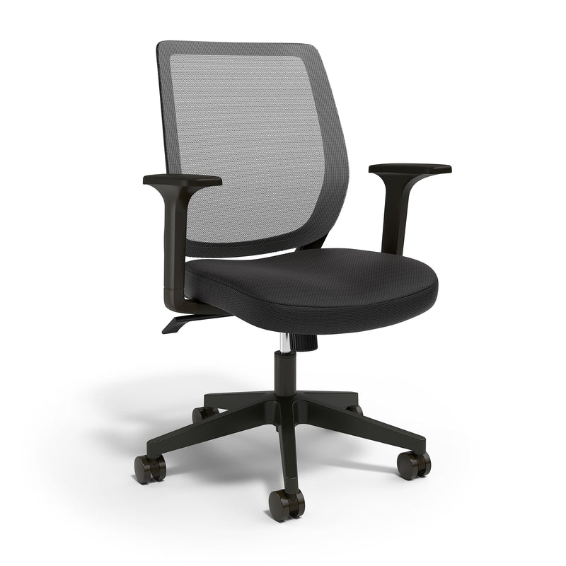 Staples Essentials Ergonomic Fabric Swivel Task Chair, Black (UN56947)