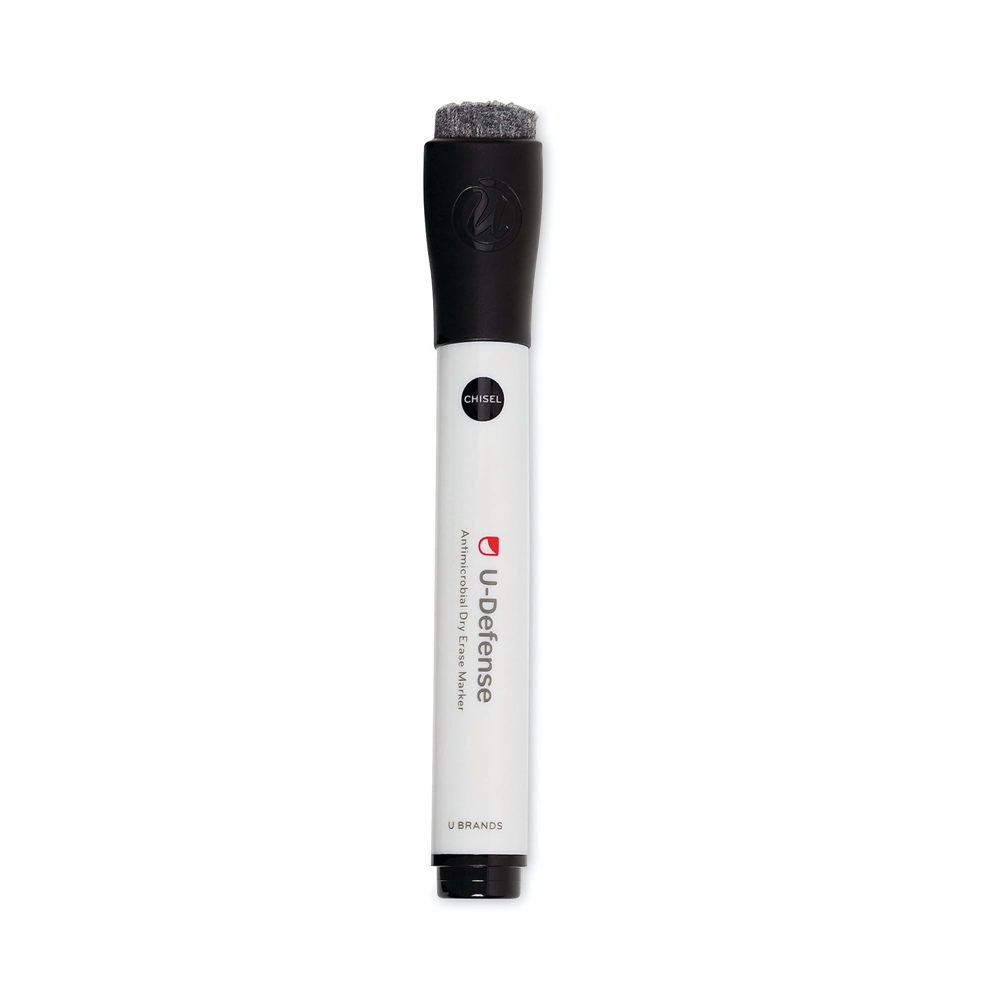 U Brands U-Defense Dry-Erase Markers, Broad Chisel Tip, Black, 12/Pack