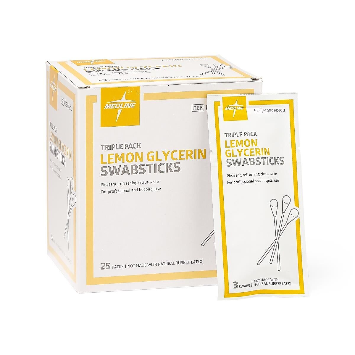 Medline Lemon Glycerin Oral Swabstick, 75/Box (MDS090600H)