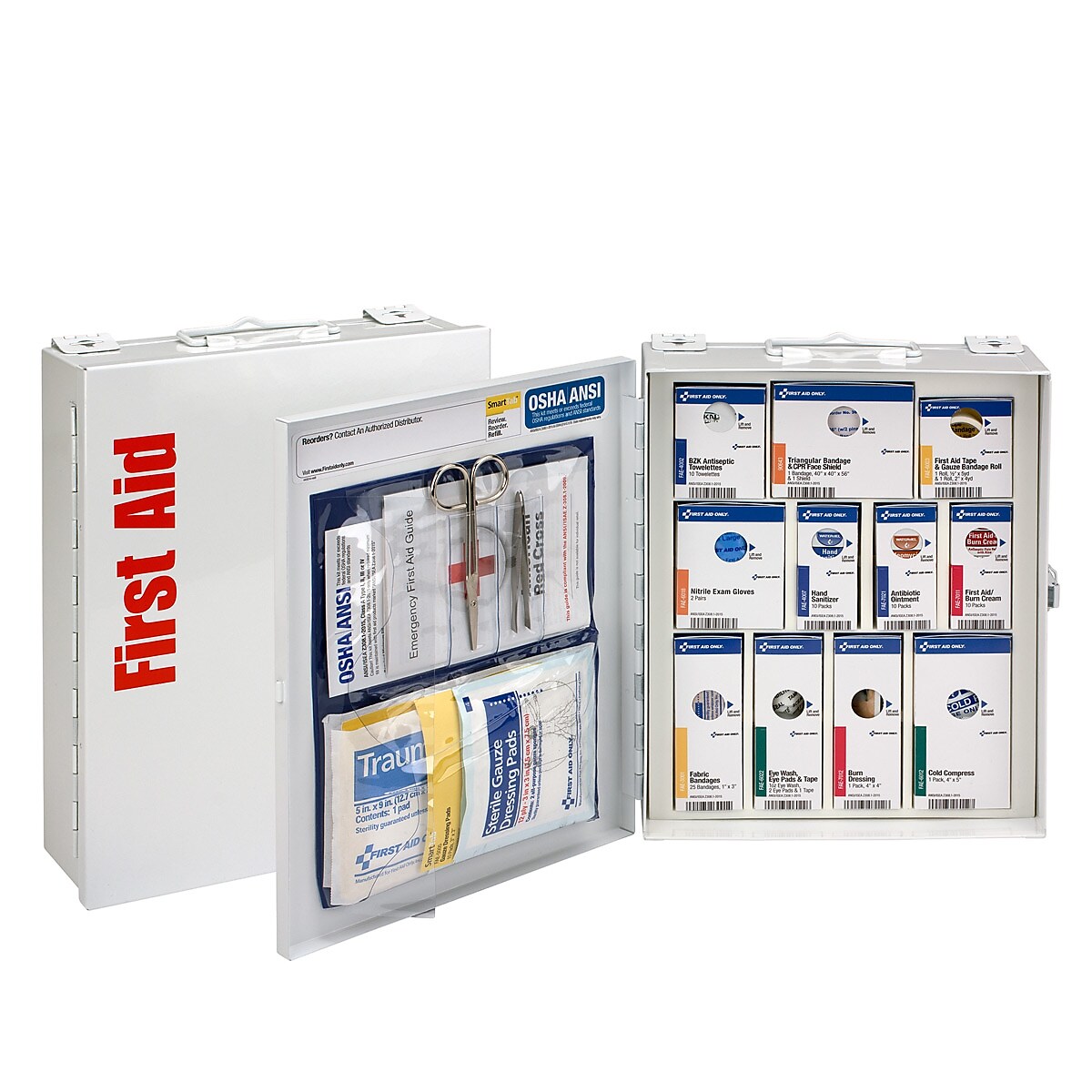 SmartCompliance Metal First Aid Cabinet, ANSI Class A, 25 People, 95 Pieces (90578-021)