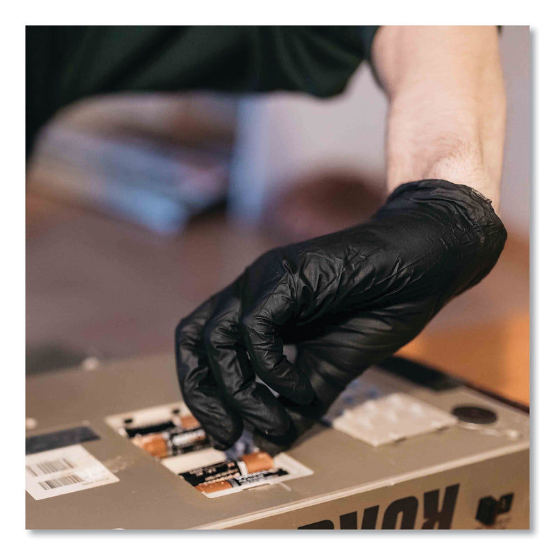 GloveWorks by AMMEX Industrial Nitrile Gloves, Powder-Free, 5 mil, Large, Black, 100 Gloves/Box, 10 Boxes/Carton