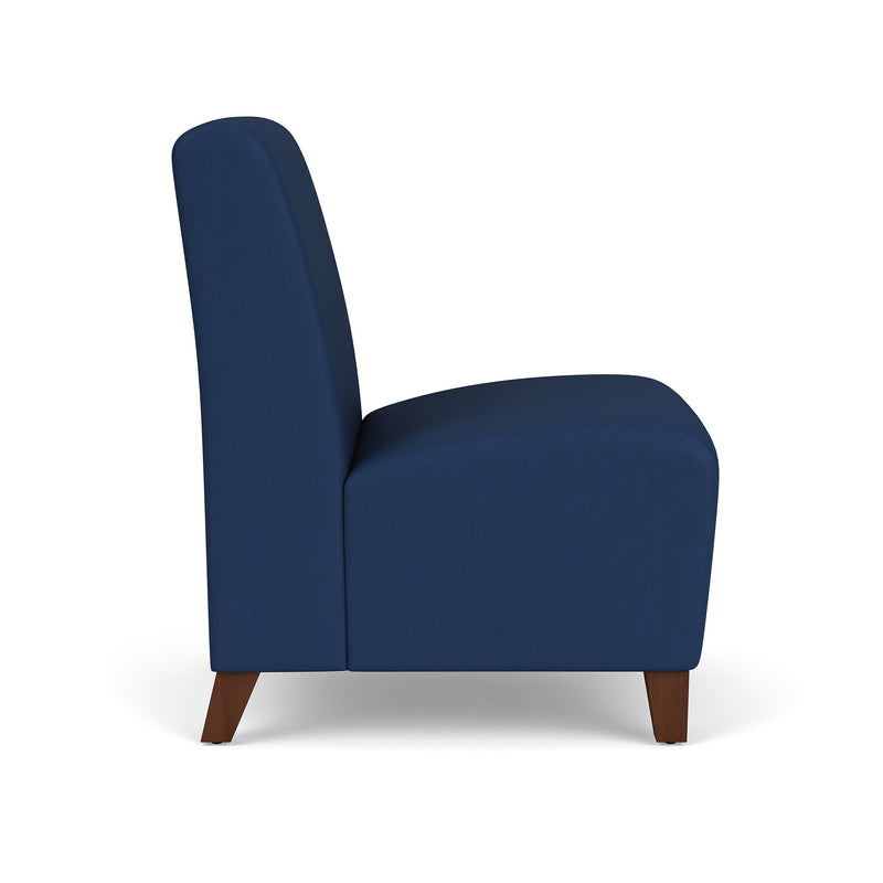 Lesro Ravenna Vinyl Guest Chair, Armless, Patriot Plus Imperial Blue/Walnut Wood (RV1102.FWL-01PPIB)