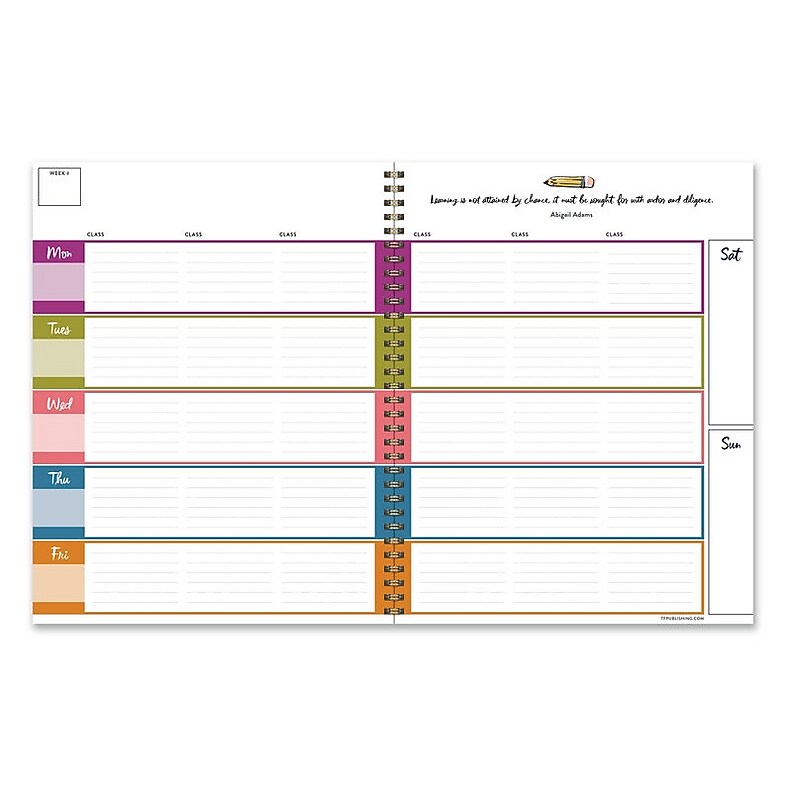 TF Publishing Pencils 9" x 11" Undated Teacher Planner, Paperboard Cover, Multicolored (99-9603)