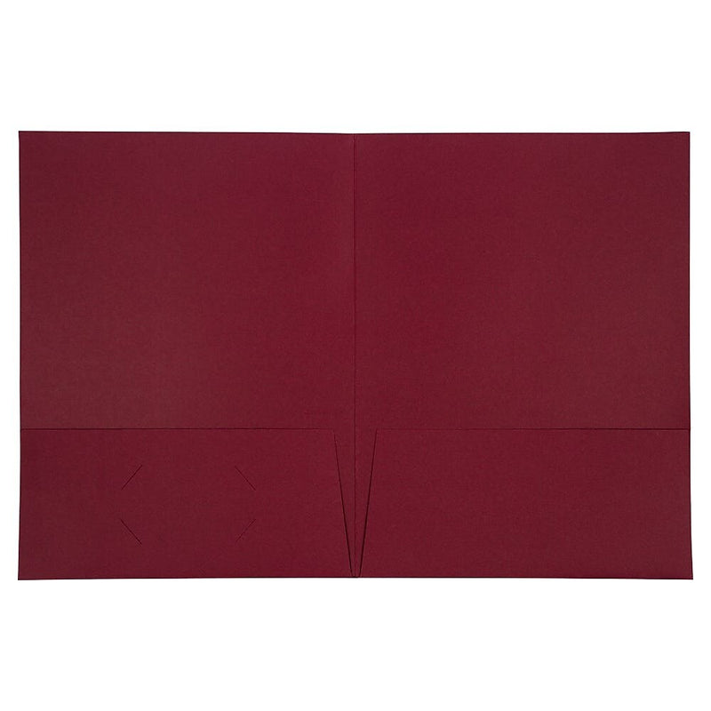 JAM Paper Linen 2 Pocket Cardstock Presentation Folder, Burgundy Linen, 100/Box (35113B)