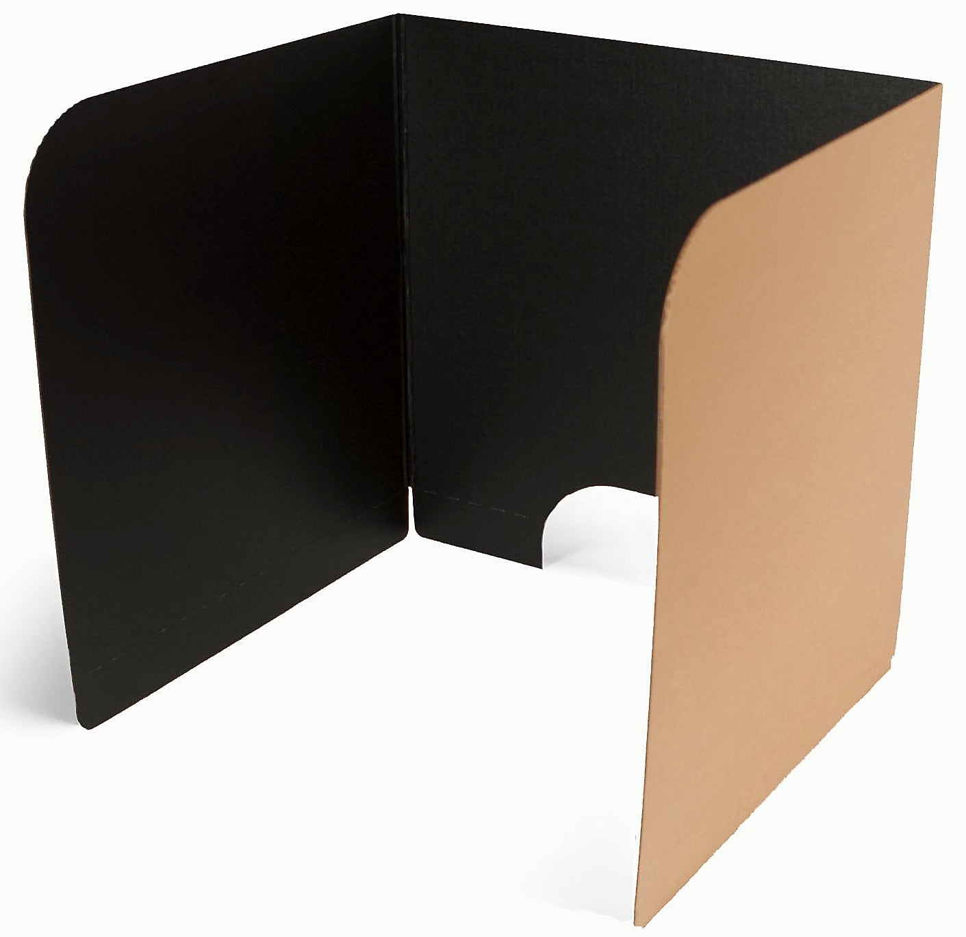 Classroom Products Foldable Cardboard Freestanding Privacy Shield, 20"H x 20"W, Black/Kraft, 20/Box (VB2020 BK)