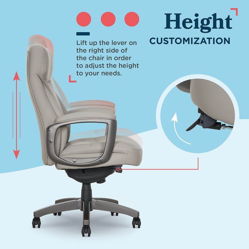 La-Z-Boy Arcadian Ergonomic Bonded Leather Swivel Executive Chair, Beige (60008-BGE)