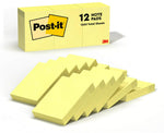 Post-it Notes, 1 3/8" x 1 7/8", Canary Collection, 100 Sheet/Pad, 12 Pads/Pack (653-YW)