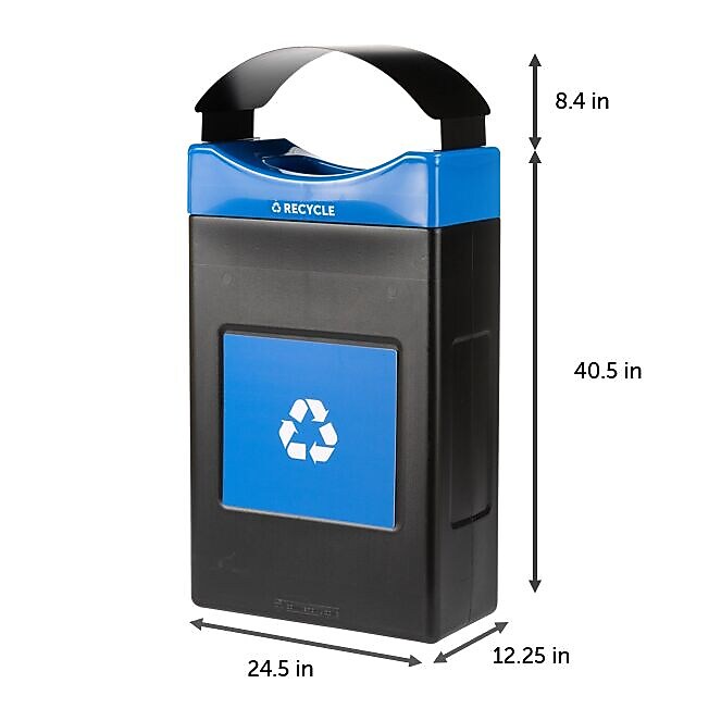 Commercial Zone Avante Series Polyethylene Recycling Bin, 30 Gallon, Black (7873S304A)