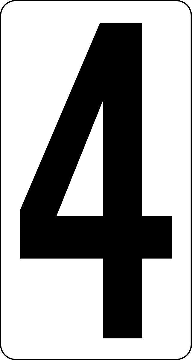 Labelmaster 3 1/2" Number 4, Clear Vinyl, 2.375" x 4.125", 50/Pack (NUMBER4R)