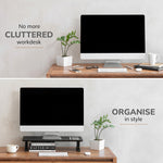 Anji Mountain Acacia Wood Monitor Stand, Up to 32" Monitor, Black (MS-BLK-02BLK)