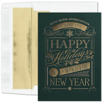 "Holiday Message" Holiday Card w/ Gold Lined White Envelope, 100/BX