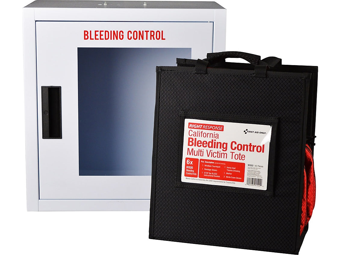 First Aid Only Right Response Bleeding Control Cabinet with Multiple Victim Tote, California AB2260, without Alarm (91536)