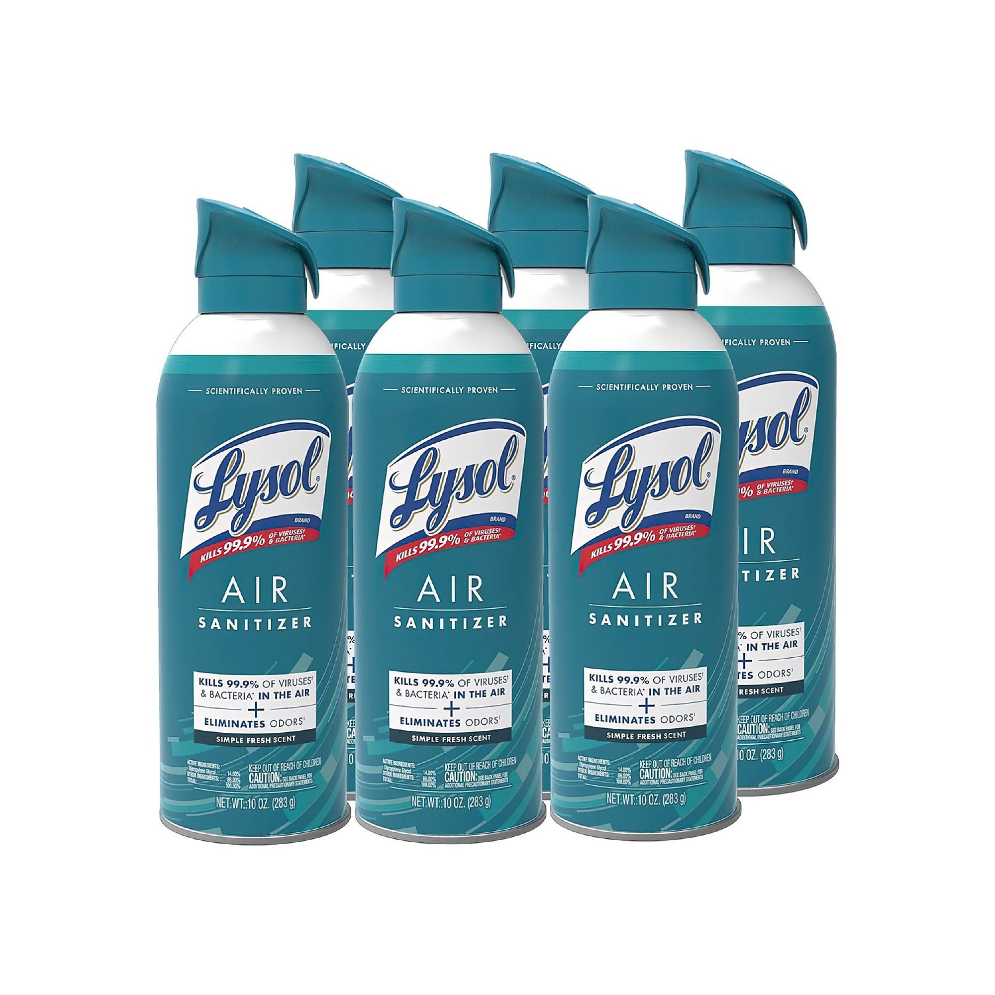 Lysol Air Sanitizer Spray, Simple Fresh Scent, 10 oz., 6/Carton (RAC99350CT)
