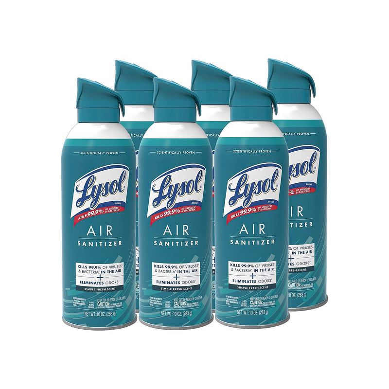 Lysol Air Sanitizer Spray, Simple Fresh Scent, 10 oz., 6/Carton (RAC99350CT)
