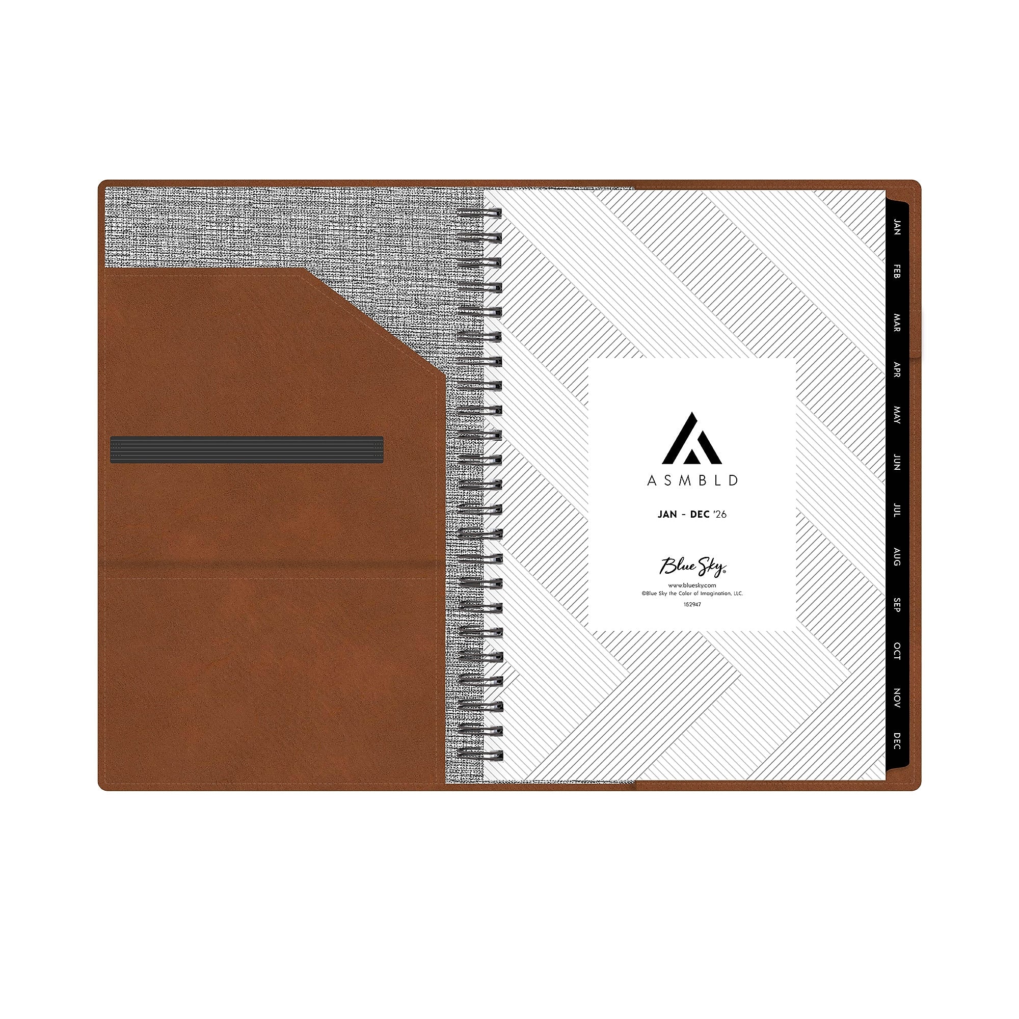 2026 Blue Sky ASMBLD 5" x 8" Weekly & Monthly Planner, Faux Leather Cover, Brown (152947)
