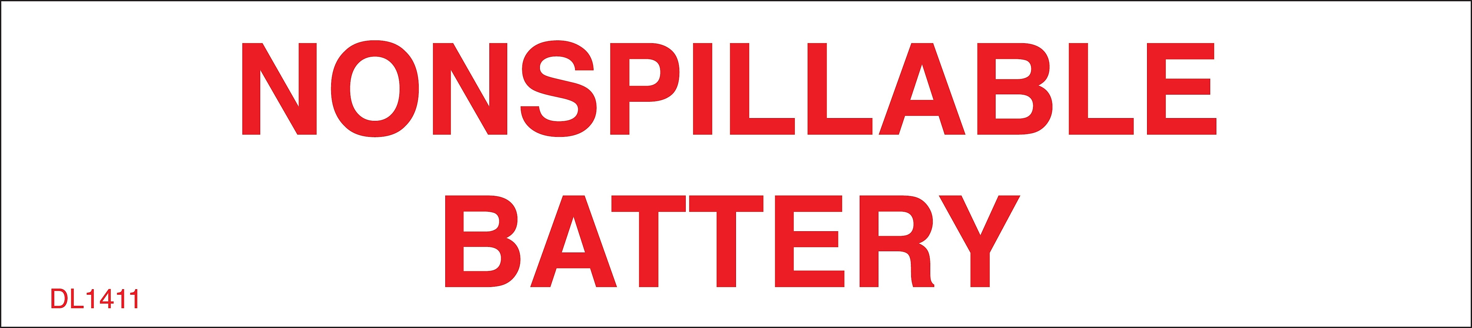 Decker Tape Products DL1411 "NONSPILLABLE BATTERY" Adhesive Label, 1" x 4.5", White/Red, 500 Labels/Roll (10000049)