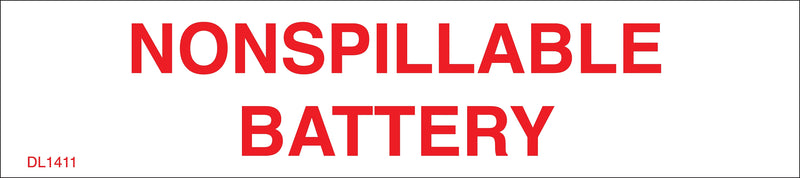Decker Tape Products DL1411 "NONSPILLABLE BATTERY" Adhesive Label, 1" x 4.5", White/Red, 500 Labels/Roll (10000049)