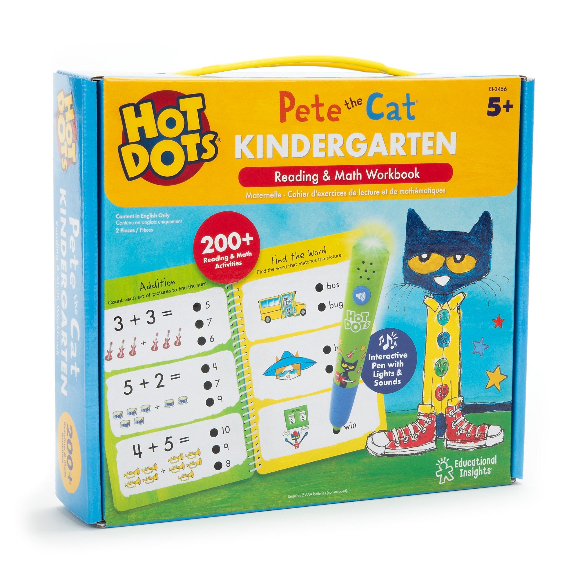 Educational Insights Hot Dots Pete the Cat Kindergarten Reading and Math (2456)