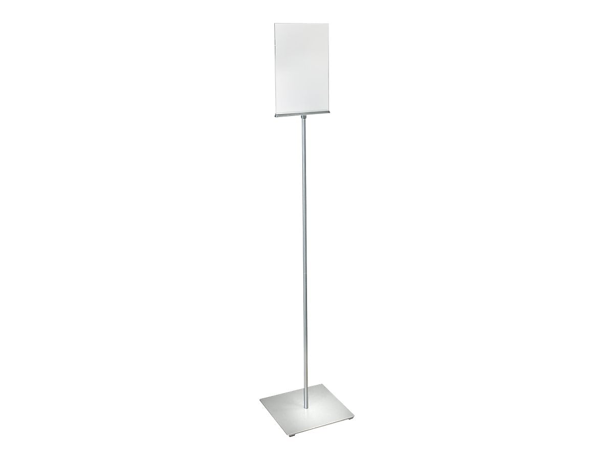 Azar Sign Holder, 12" x 56.5", Vertical, Freestanding, Clear/Silver, Acrylic (300863)