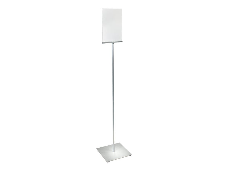 Azar Sign Holder, 12" x 56.5", Vertical, Freestanding, Clear/Silver, Acrylic (300863)