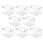 iDESIGN Small Stackable Plastic Storage Bin, 8" x 12"x 10", Clear, 8/Pack (29157M8)