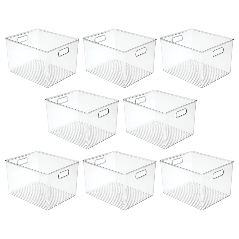 iDESIGN Small Stackable Plastic Storage Bin, 8" x 12"x 10", Clear, 8/Pack (29157M8)