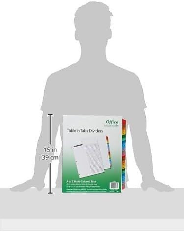 Avery Office Essentials Table 'n Tabs Index Tab, A-Z Index, Multicolor, 26 Tabs/Set (AVE11677)