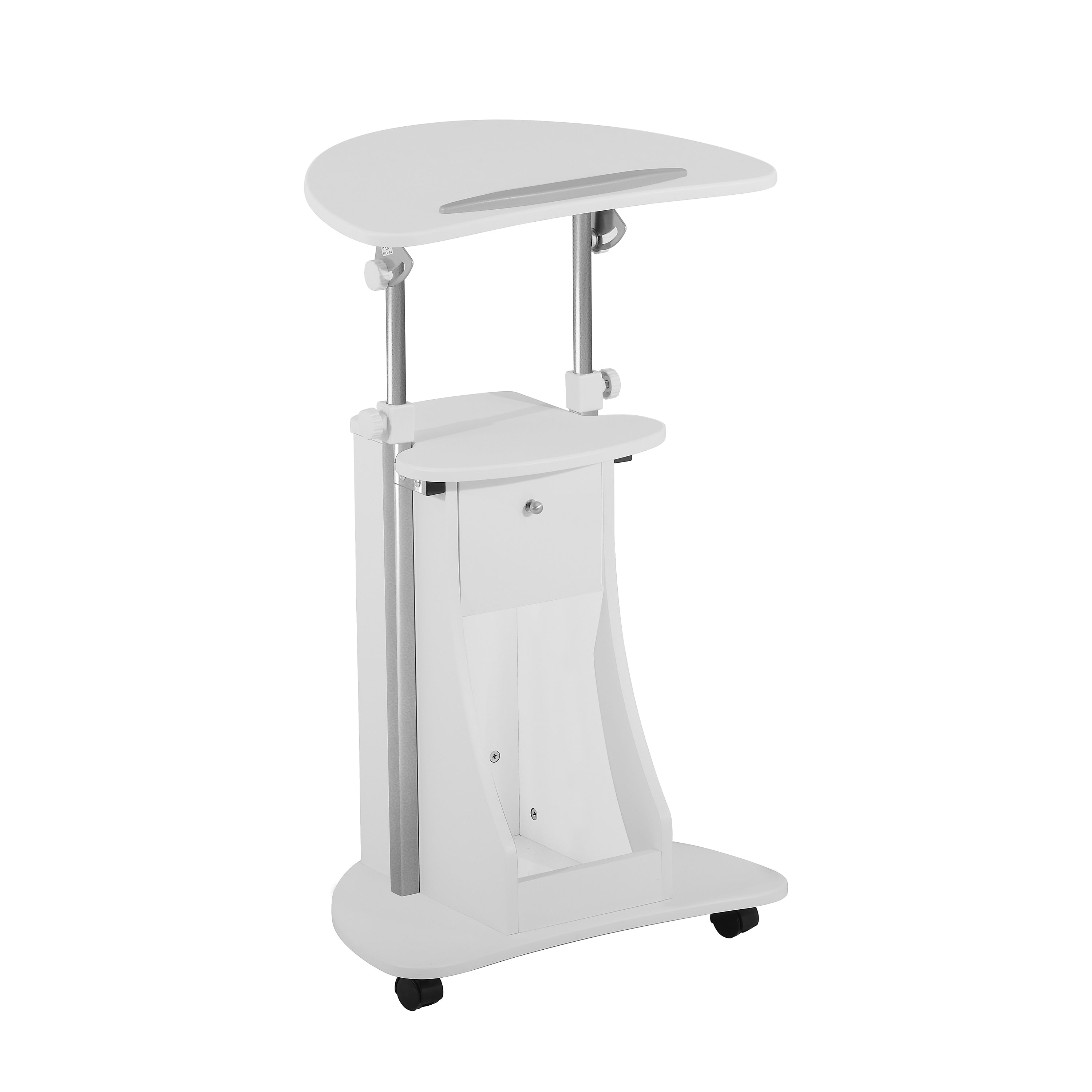 Techni Mobili 22"W Manual Adjustable Standing Laptop Cart, White (RTA-B005-WHT)