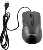 CODi Ergonomic Ambidextrous Optical USB Mouse, Black (A05017)
