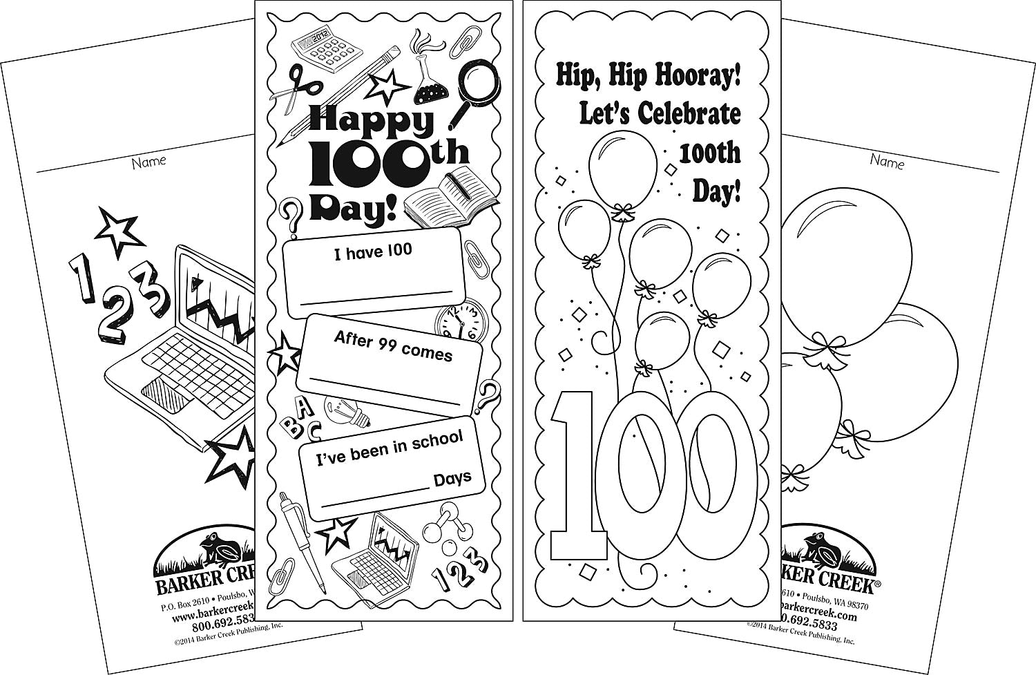 Barker Creek Celebrate 100th Day Bookmark Set, 60/Pack (LL2199)