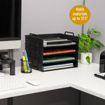 Mind Reader 4-Compartment Stackable Plastic Desk Tray, Black (DANSTACK4-BLK)