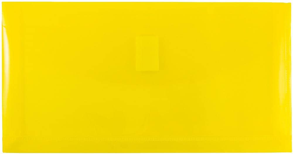 JAM Paper Premium Plastic Filing Envelope with Hook & Loop Closure, Yellow, 3/Pack (921V1YEX3)