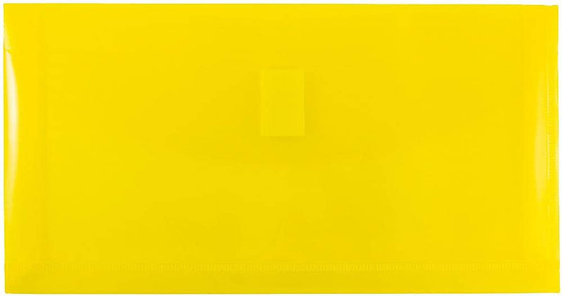 JAM Paper Premium Plastic Filing Envelope with Hook & Loop Closure, Yellow, 3/Pack (921V1YEX3)