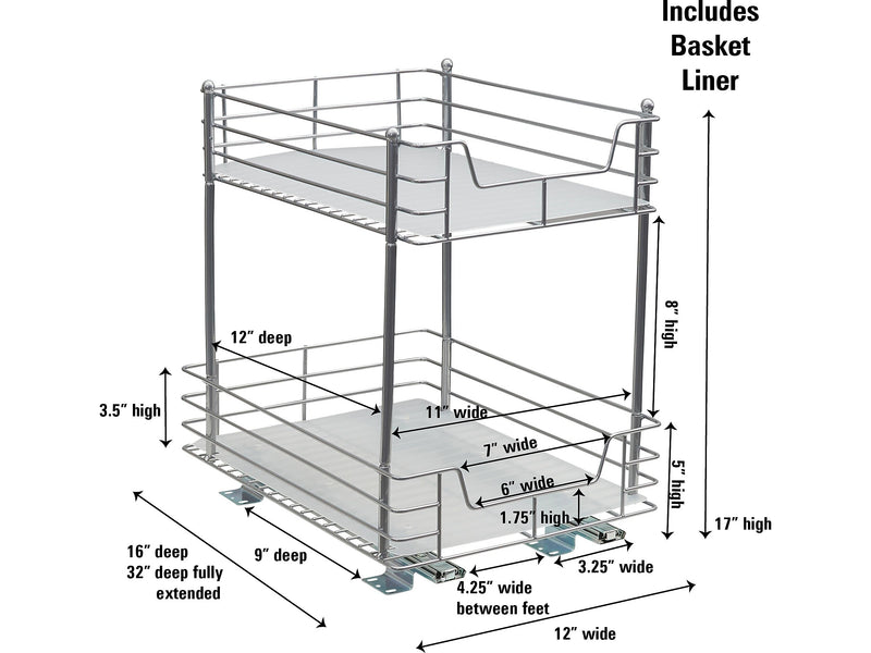 Household Essentials Glidez Steel Two-Tier Storage Organizer, SIlver (25310-1)