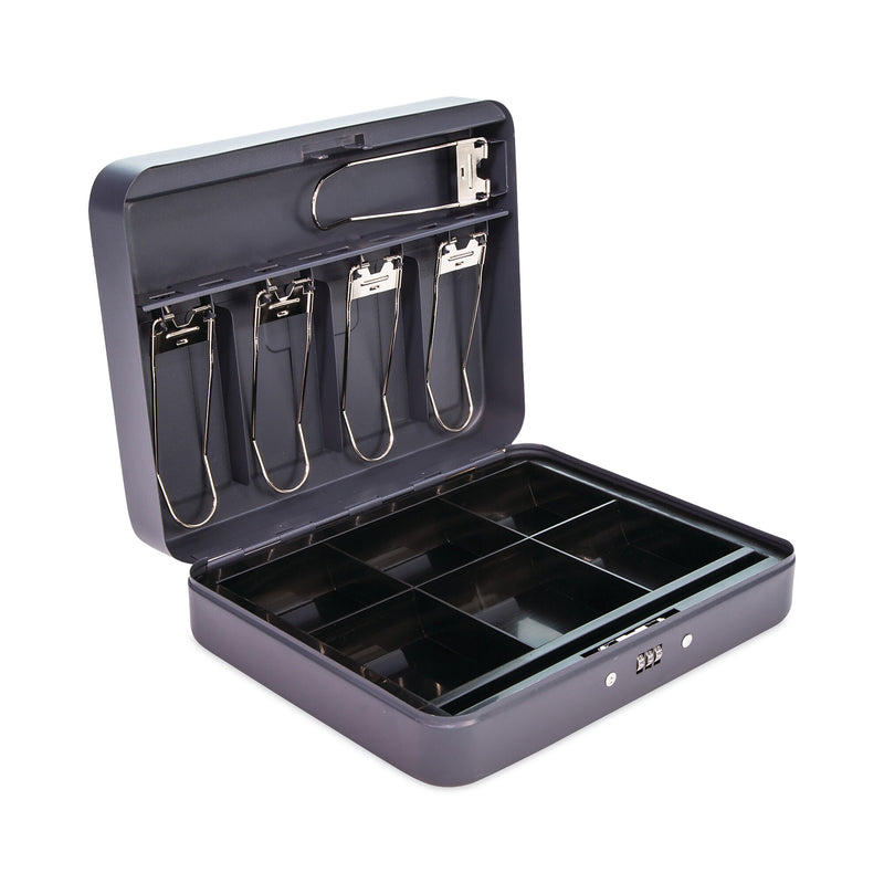 CONTROLTEK Cash Box, 6 Compartments, Charcoal (CNK500128)