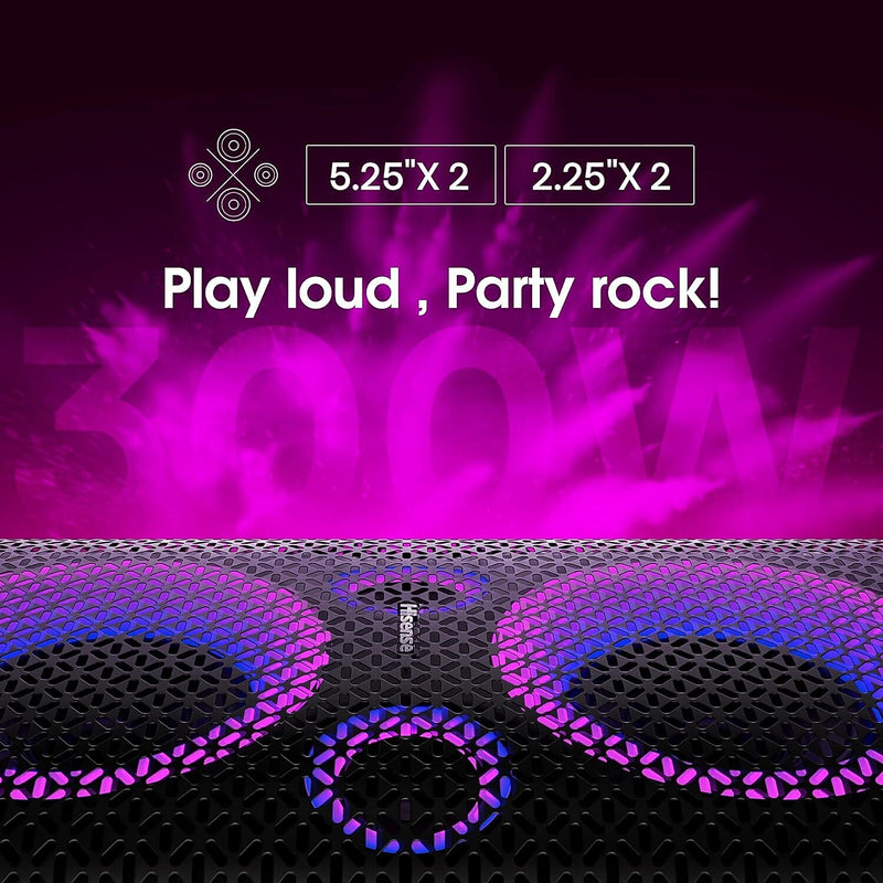 HIsense Party Rocker One 300W Portable Bluetooth Speaker, Black (HP100)