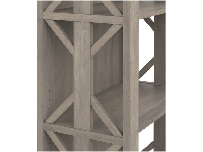 Bush Furniture Homestead 66"H 4-Shelf Bookcase with Adjustable Shelves, Driftwood Gray Laminated Wood (HOB166DG-03)