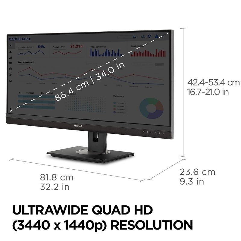 ViewSonic 34" 100Hz LCD Monitor, Black (VG3456A)