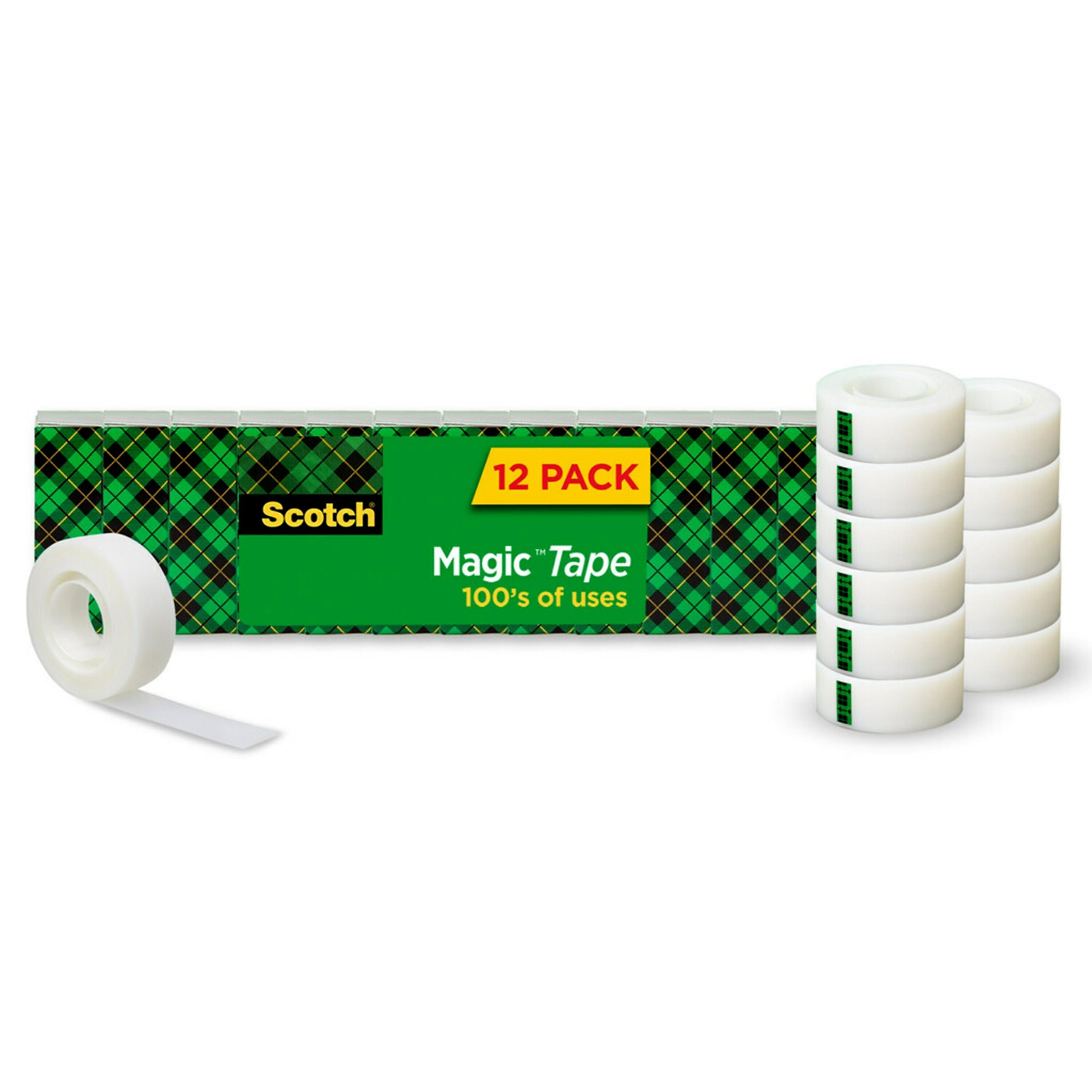 Scotch Magic Invisible Clear Tape Refill, 0.75" x 27.77 yds., 1" Core, Clear, 12 Rolls/Pack (810K12)