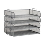 Mind Reader Metal Side Loading Stackable Letter Tray, Silver (DSTACK4-SIL)
