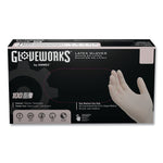 GloveWorks by AMMEX Latex Disposable Gloves, Powder-Free, 4 mil, Large, Ivory, 100 Gloves/Box, 10 Boxes/Carton