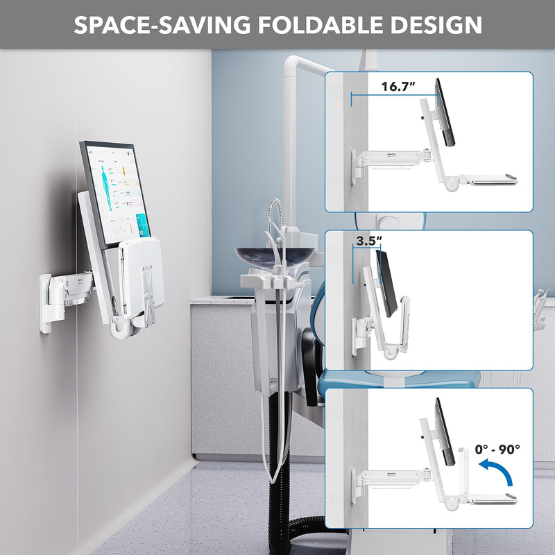 Mount-It! MedHub Wall Mounted, Flexible Workstation for Monitors up to 35", Matte White (MI-16001)
