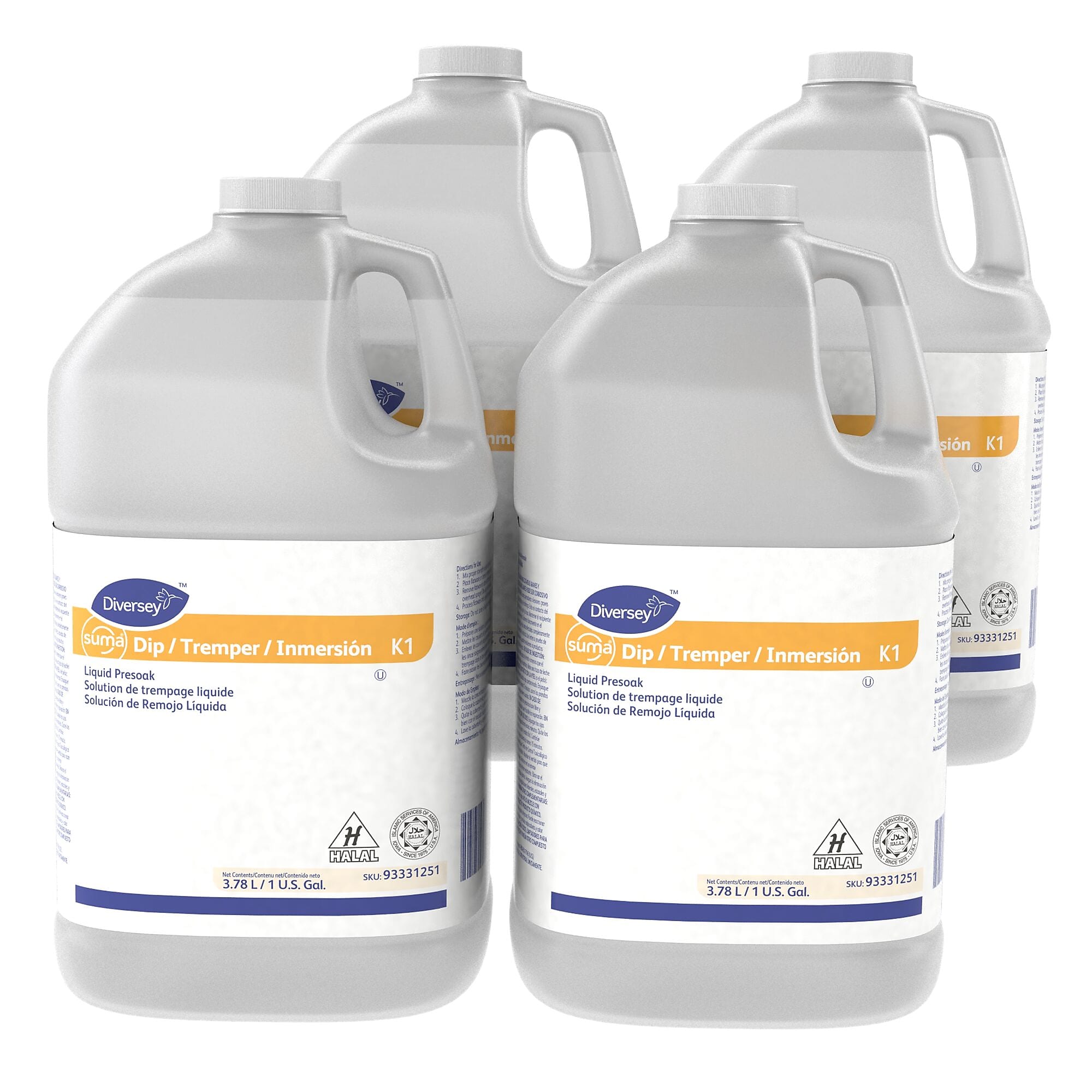 Diversey Suma Dip K1 Liquid Dish Presoak and Destainer 128 oz., 4/Carton (93331251)