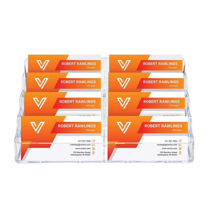 Deflect-O 8-Compartment Business Card Desktop Holder, 400-Card Capacity, Clear (70801)