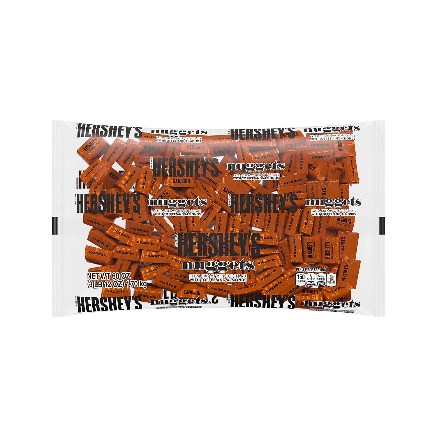 Hershey's Nuggets Milk Chocolate, Toffee and Almonds Candy Bulk Bag, 60 oz (HEC01685)