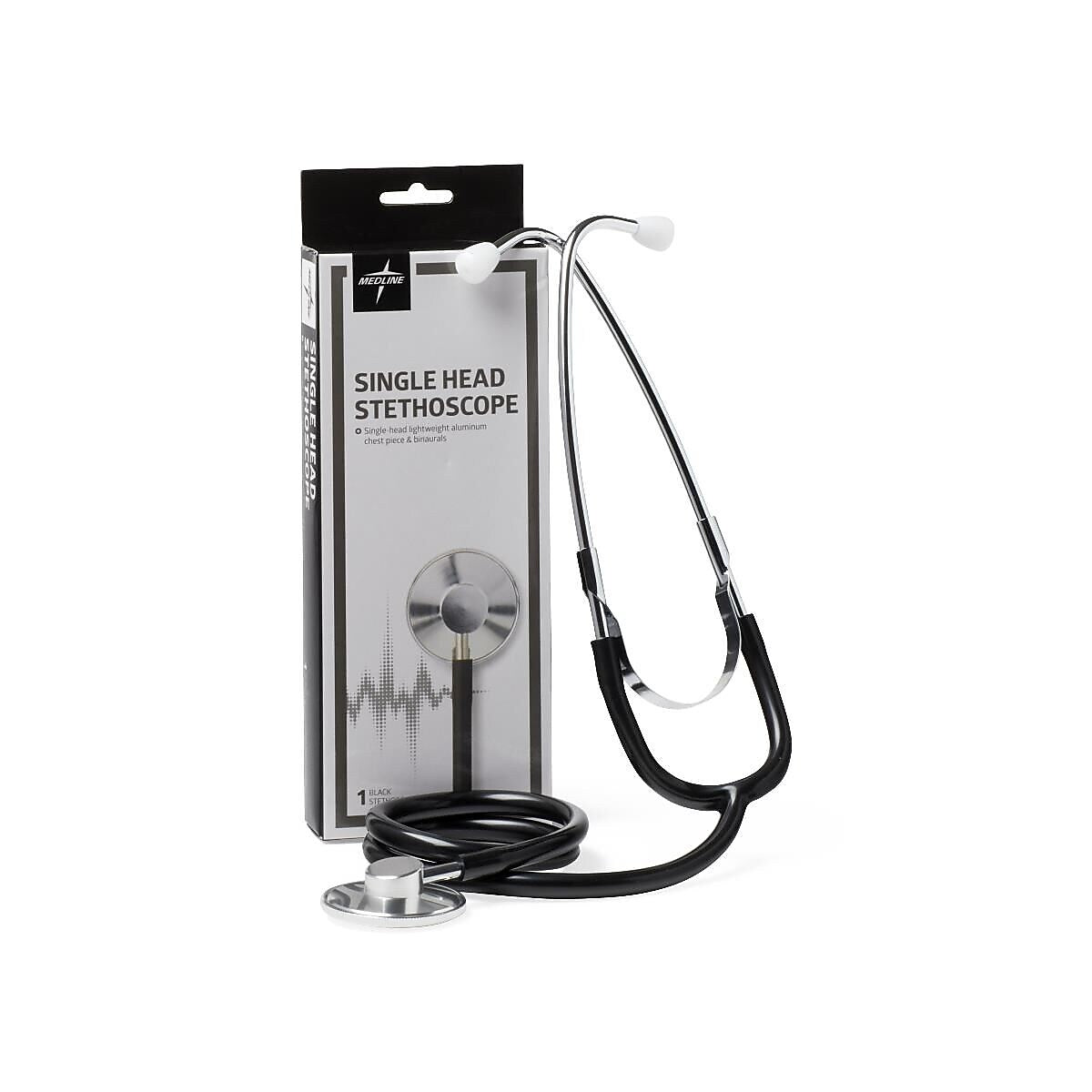 Medline Single Head Stethoscope, Black (MDS926101)