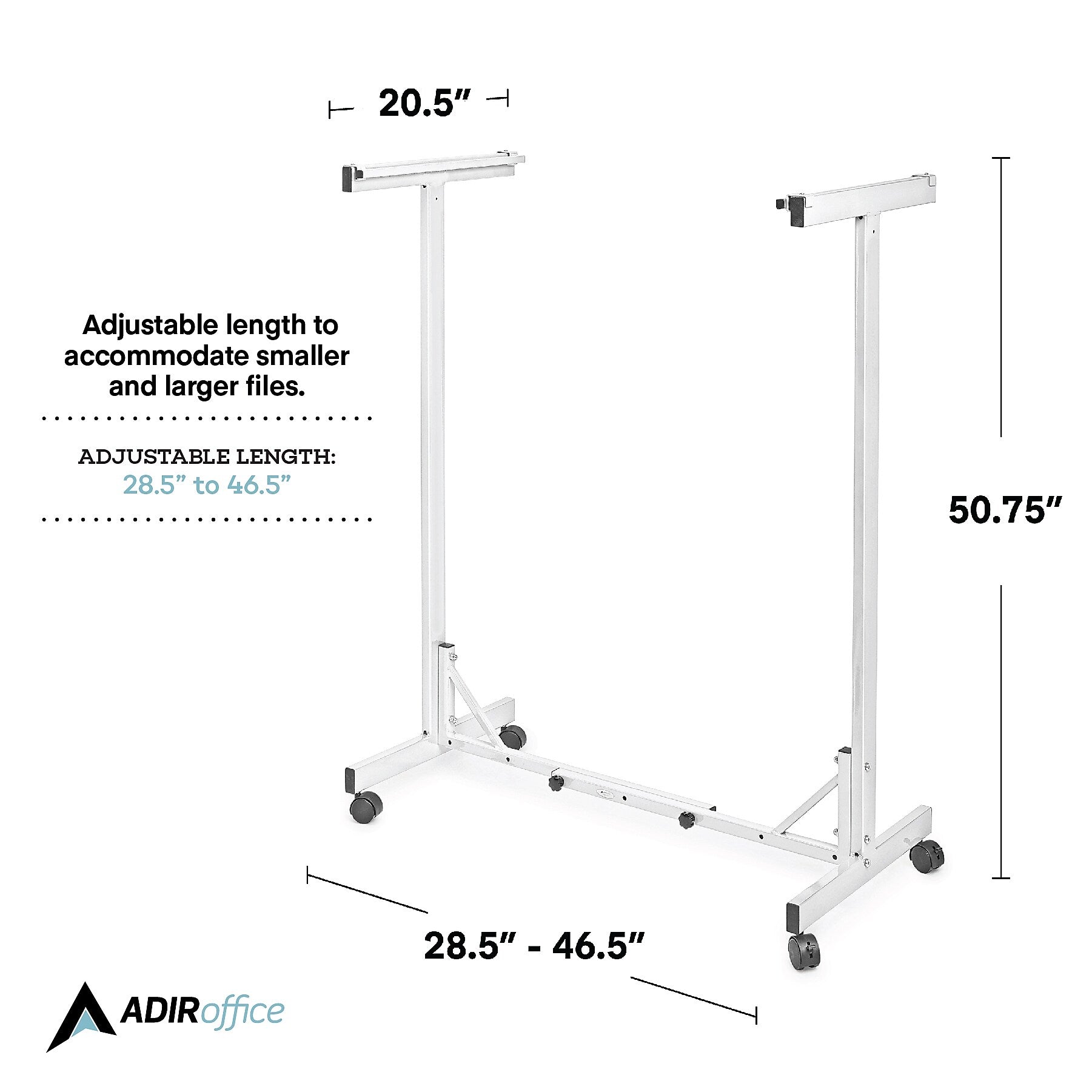 AdirOffice Expandable Blueprint Mobile Plan Center Large File Hanging Storage, White (615-WHI-KIT1)