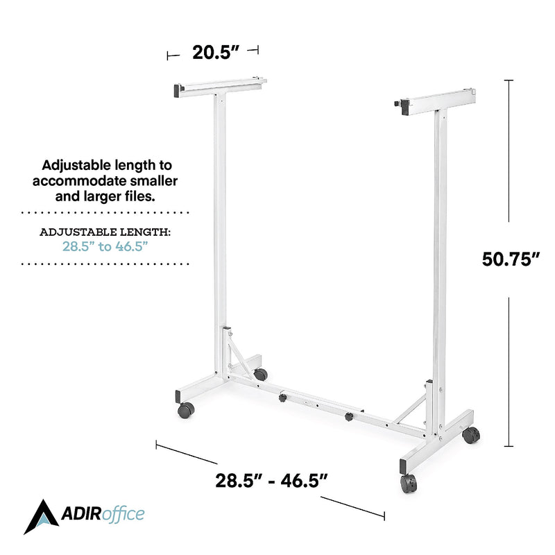 AdirOffice Expandable Blueprint Mobile Plan Center Large File Hanging Storage, White (615-WHI-KIT1)