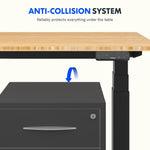 FlexiSpot E7COMMERCIAL 55''W Electric Height Adjustable Standing Desk, Bamboo/Black(E7BCOM5528-LBZB)